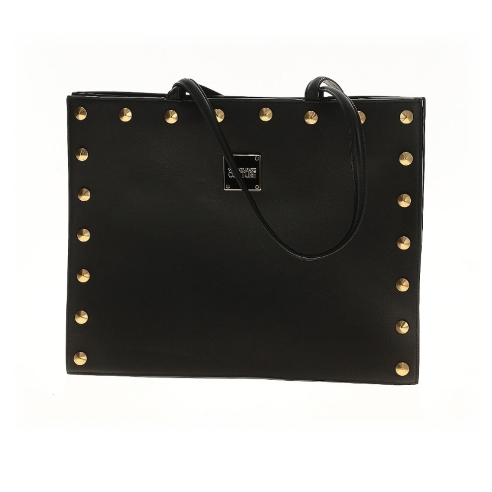 Elegant VERSACE JEANS COUTURE  Black Tote with Gold Studs